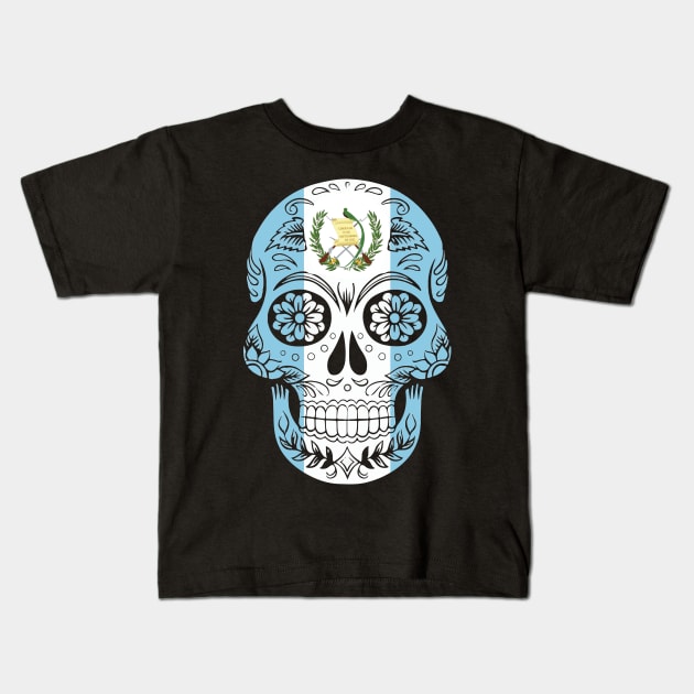 Guatemala Skull Flag sugar skull gift Kids T-Shirt by GillTee